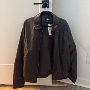 ZARA WOMENS FAUX LEATHER BOMBER JACKET